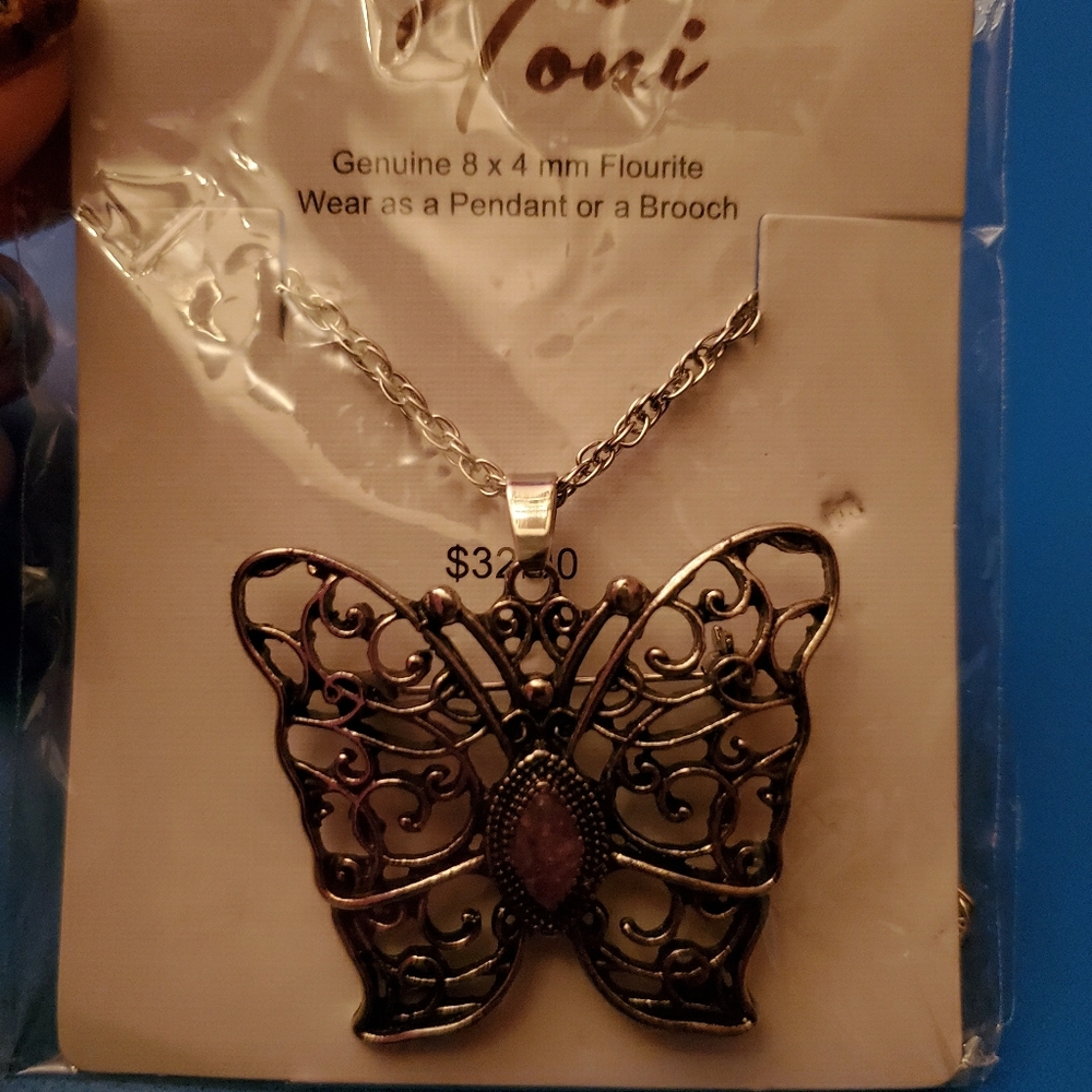 Beautiful Butterfly Brooch/ Necklace by Toni